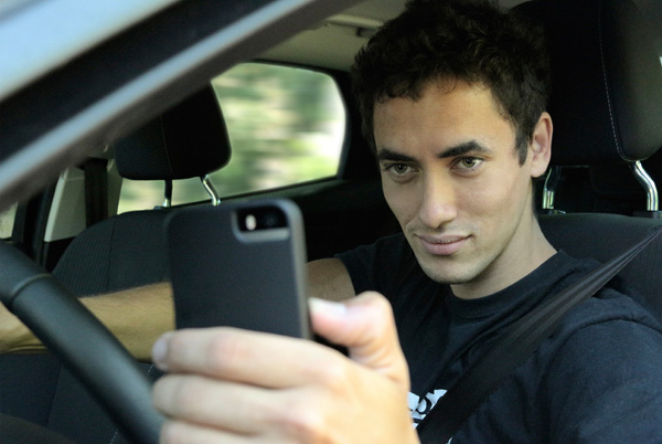 Man selfie and driving