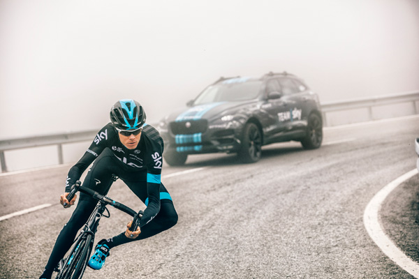 Jaguar F-PACE Team Sky Chris Froome action