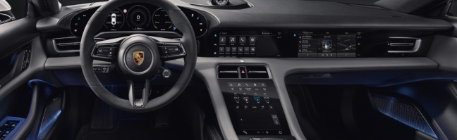 Dit is het interieur van de Porsche Taycan